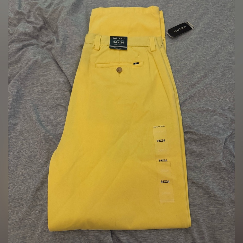 Nautica Men's Bright Yellow Chinos - Picture 3 of 4